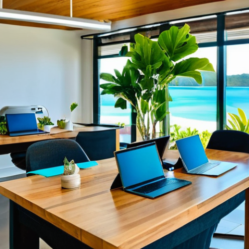 Home 4 바누아투에서 사업하기 - **Vibrant Co-working Space with Ocean View in Port Vila:** A diverse group of young, enthusiastic en...