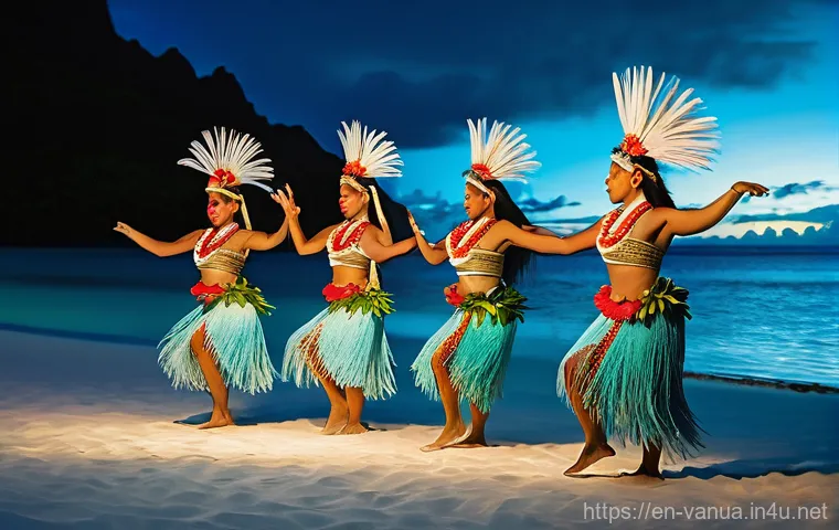 바누아투와 프랑스령 폴리네시아 차이 - Prompt 1: Elegant Polynesian Dance Performance**