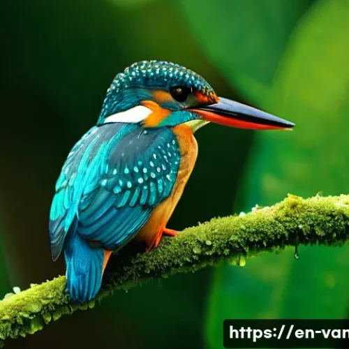 바누아투의 대표 동물 - **Vanuatu Kingfisher in Espiritu Santo Forest**
    A highly detailed, photorealistic image of a vib...